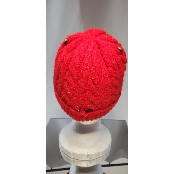 Fas Jeans Winter Beanie Hat Cap Cable Knit Red - Picture 3 of 6